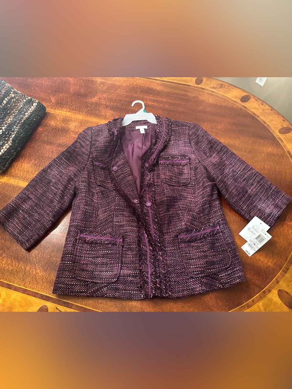Vintage Charter Club Plum Tweed Blazer Jacket